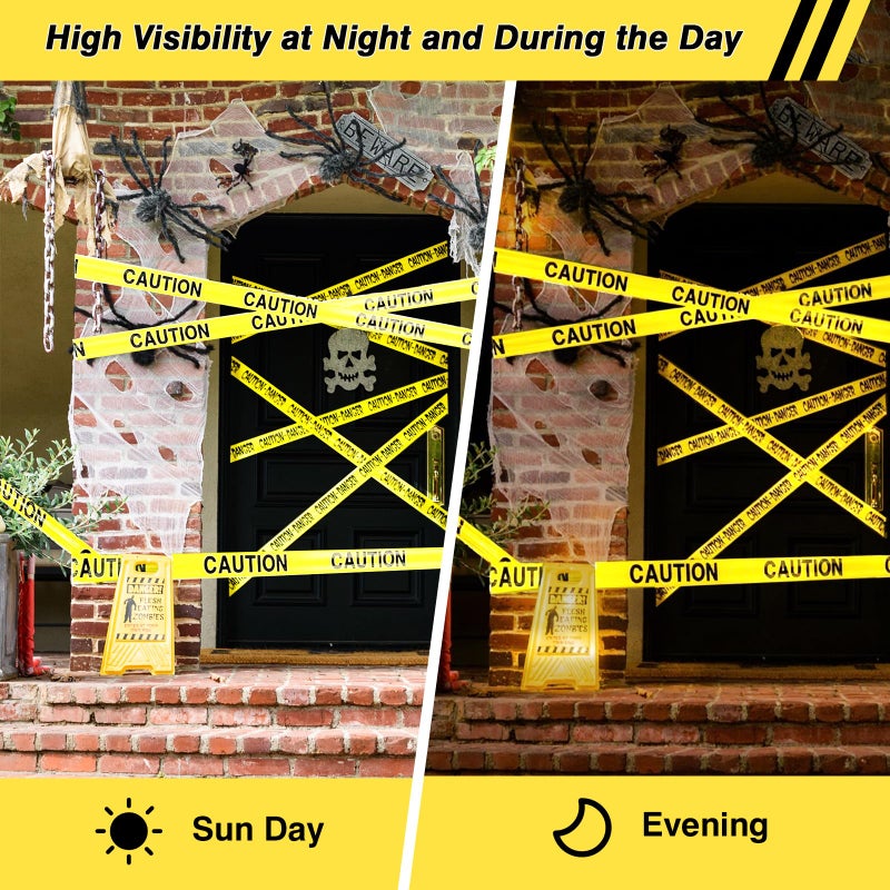 SWRT 1 Roll Premium Yellow Caution Tape, 3 Inch x 1000FT Bright Hazard Tape with Bold Black Text for Danger Zones/Sporting Events, Construction Tape for Crime Scenes/Halloween Decor - Image 4