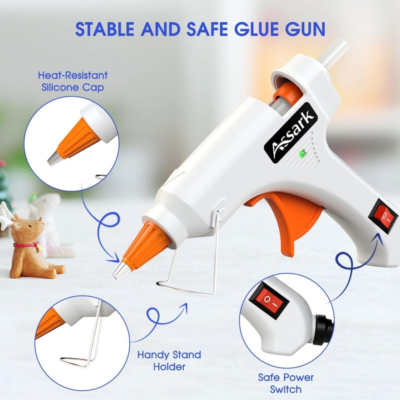 Assark Hot Glue Gun Kit with 30 Glue Sticks(130mm x 7mm), Fast Preheating Hot Melt, High Temp for School Crafts DIY Arts and Quick Home Repairs,20W - Image 5