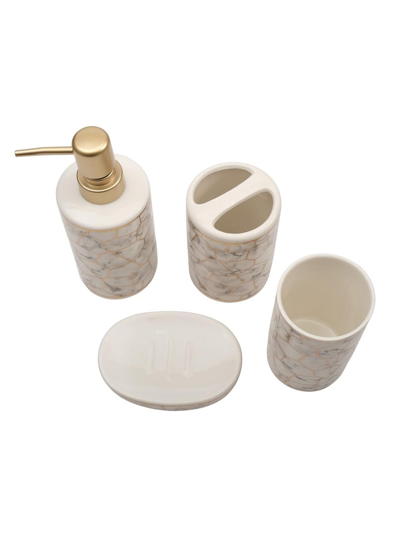 STORE 2508 - Store2508 Ceramic Bathroom Sets Liquid Soap Dispenser Soap Dish Toothbrush Holder and Tumbler Pack of 2 Sets Black & White - Image 1