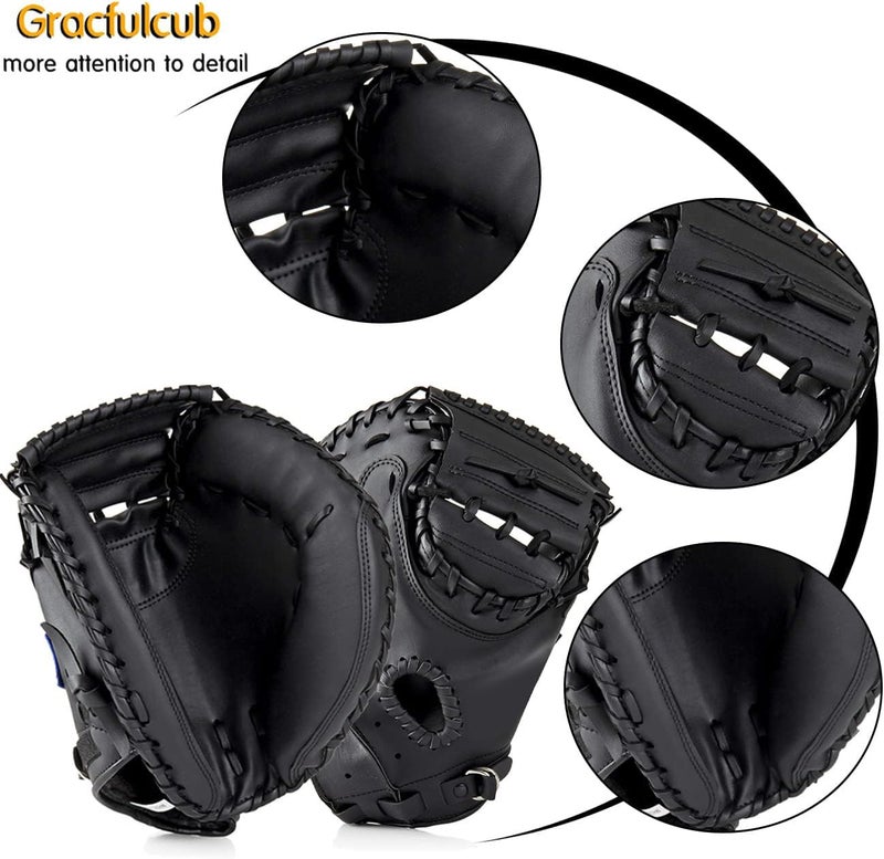 Gracfulcub Baseball Catcher Glove,Softball Catcher's Mitt for Kid Youth Aldult Baseball Training,Comfortable Durable,Left Hand Glove (Black, 33 Inch) - Image 3