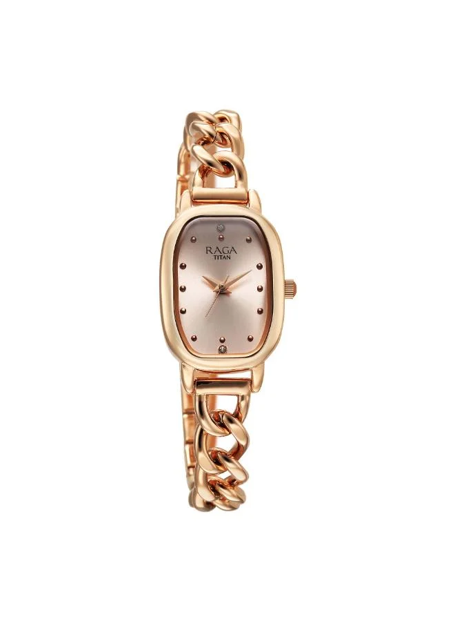 تيتان Women Analog Display Watch With Rose Gold Stainless Steel Strap - 95309WM01