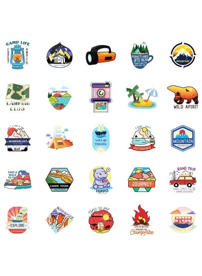 NIBEMINENT 50 Pcs Outdoor Camping Theme Deco Kit Waterproof Stickers, High Definition Printing Bright Colors, Suitable for Laptop Skateboard Luggage Water Bottle Guitar DIY - Image 3