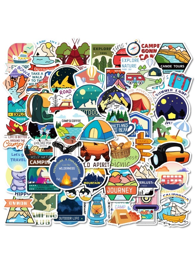 NIBEMINENT 50 Pcs Outdoor Camping Theme Deco Kit Waterproof Stickers, High Definition Printing Bright Colors, Suitable for Laptop Skateboard Luggage Water Bottle Guitar DIY - Image 2