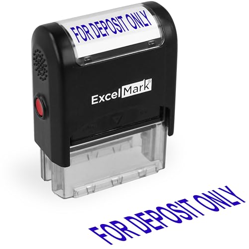 ExcelMark for Deposit ONLY - A1539 Self Inking Rubber Bank Stamp - Blue Ink - Image 1