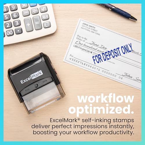ExcelMark for Deposit ONLY - A1539 Self Inking Rubber Bank Stamp - Blue Ink - Image 3
