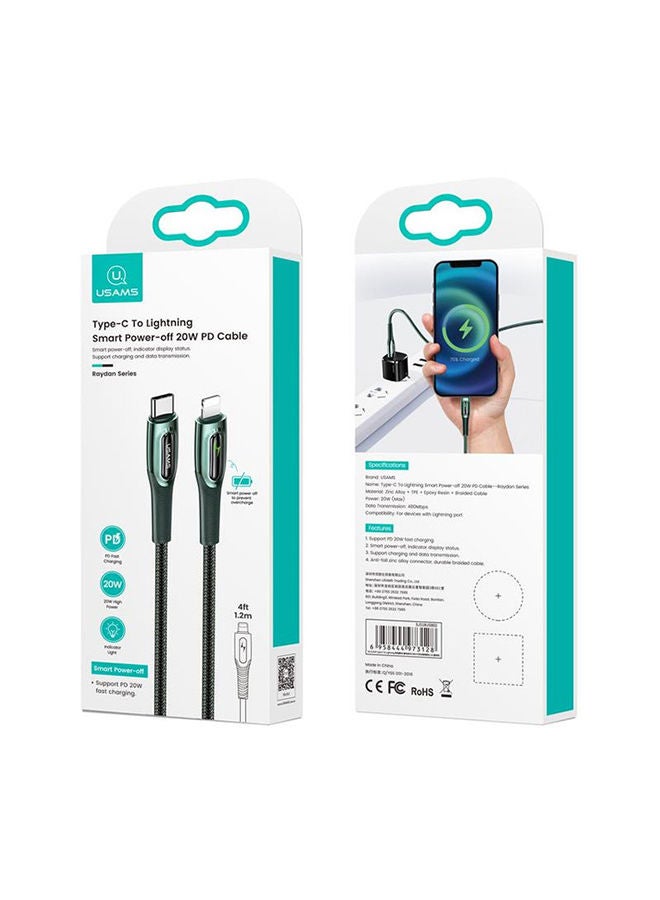 NIBEMINENT Fast Mobile Phone Charger Type-C to iPhone Data Cable 20W Green - Image 5