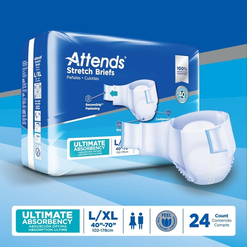 Attends Stretch Briefs with Advanced DryLock Technology for Adult Incontinence Care LargeXLarge Unisex 24 Count - Image 4