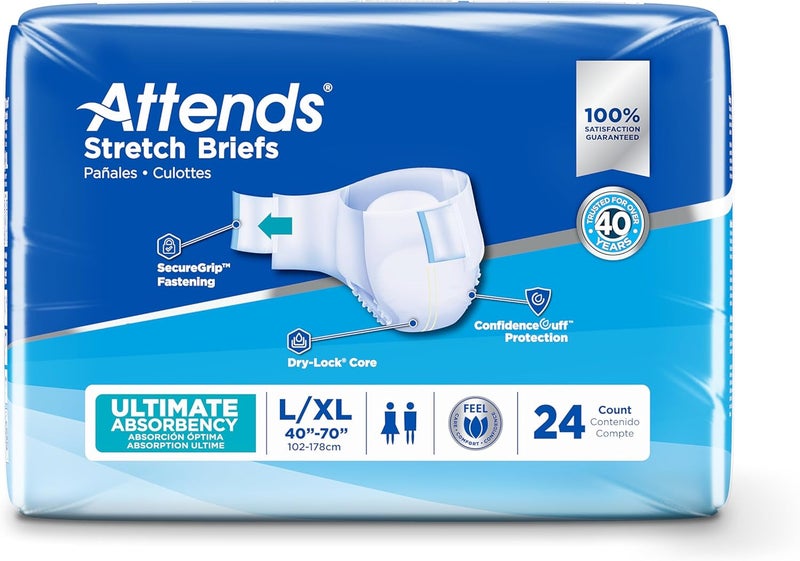 Attends Stretch Briefs with Advanced DryLock Technology for Adult Incontinence Care LargeXLarge Unisex 24 Count - Image 3