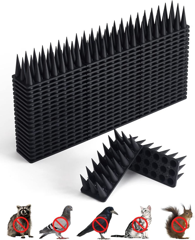 SPIKEZONE - Anti Bird Spikes, Plastic Deterrent Spikes for Cat, Birds, Pigeons Strips for Indoor and Outdoor, Wall, Fence, Roof (10 Pcs Pack, Black) - Image 1