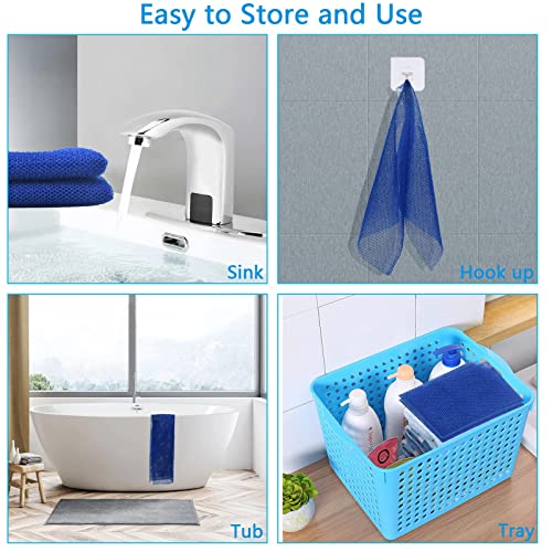 SuperJpsor 2 Piece African Exfoliating Net for Body African Net Sponge African Wash Net African Shower Net African Bath Sponge Scrubbing Rag Net Exfoliation African Body Scrubber Blue - Image 5