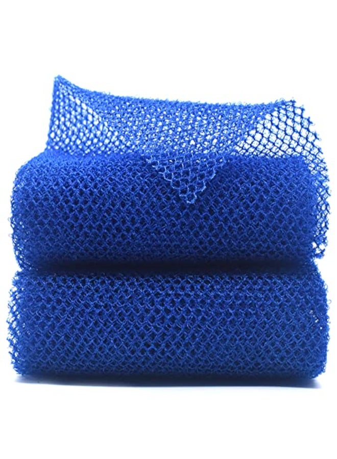SuperJpsor 2 Piece African Exfoliating Net for Body African Net Sponge African Wash Net African Shower Net African Bath Sponge Scrubbing Rag Net Exfoliation African Body Scrubber Blue - Image 1