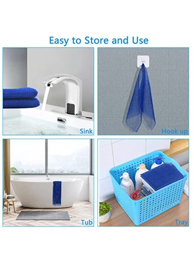 SuperJpsor 2 Piece African Exfoliating Net for Body African Net Sponge African Wash Net African Shower Net African Bath Sponge Scrubbing Rag Net Exfoliation African Body Scrubber Blue - Image 4
