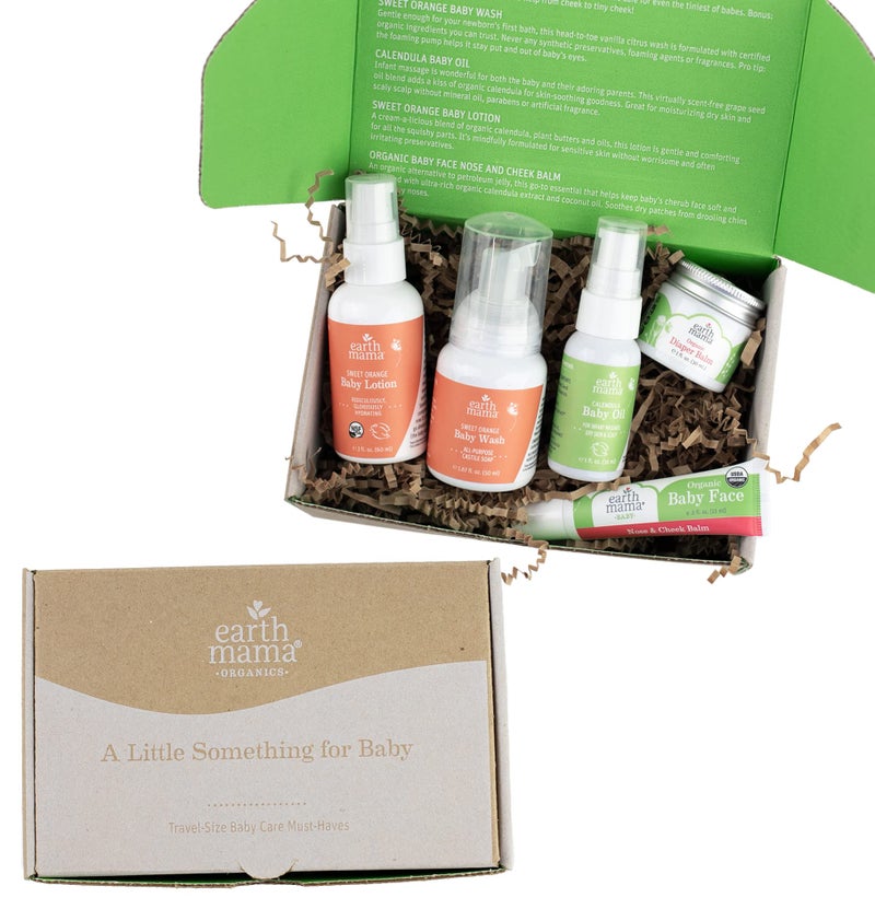 Earth Mama A Little Something for Baby Gift Box |Safe Skin Care Set Newborn Essentials for Baby Shower- Diaper Balm, Face Balm, Calendula Baby Oil, Baby Wash, Baby Lotion, 5 Pieces - Image 2