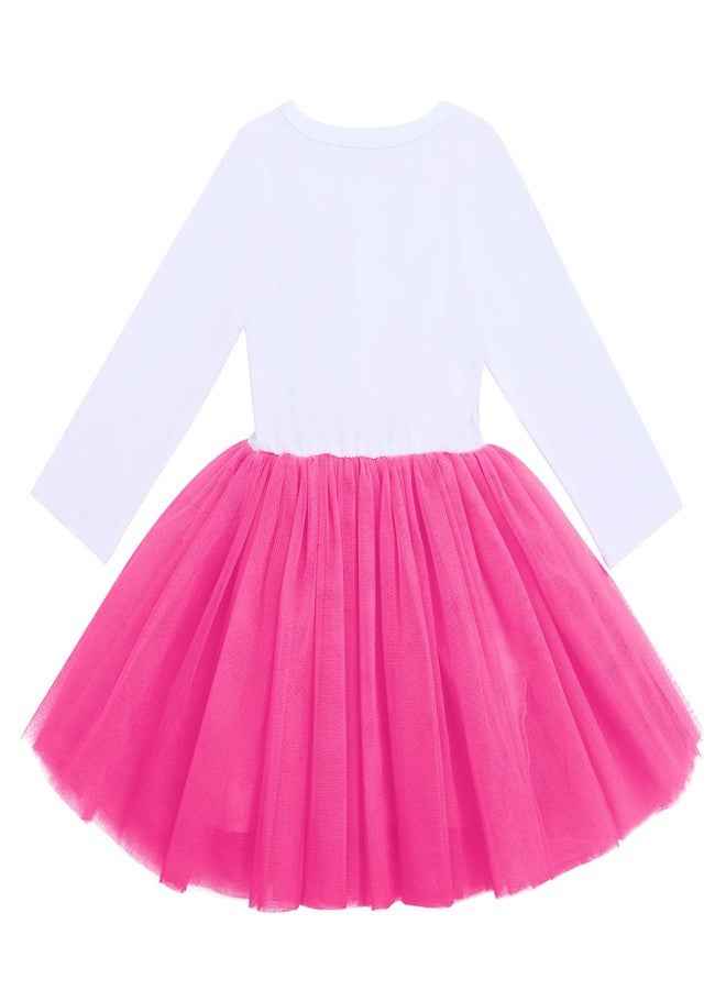 ODASDO Toddler Kids Girl My 3rd Third Birthday Cake Smash Outfit Cotton Long Sleeve Princess Bowknot Tutu Tulle Dress Three Years Old Party Clothes Photography Photo Props Hot Pink 3 Years - Image 4