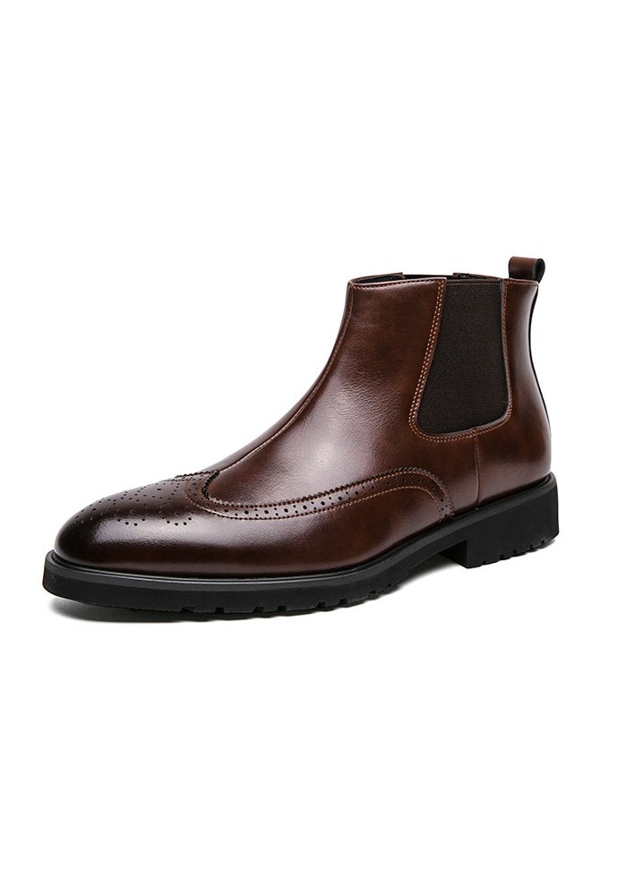 Generic Men's Solid Slip-On Boot Brown  - Image 1