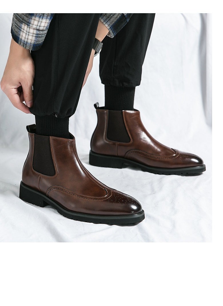 Generic Men's Solid Slip-On Boot Brown  - Image 3