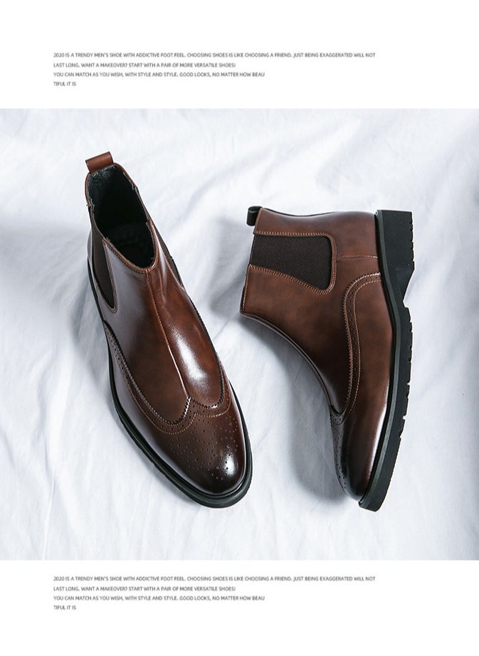 Generic Men's Solid Slip-On Boot Brown  - Image 4