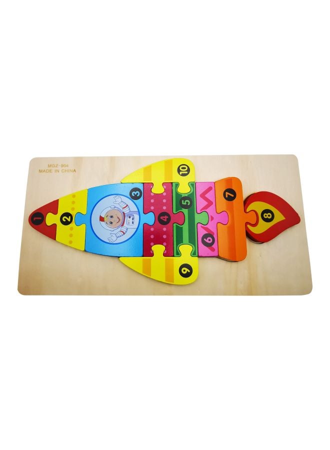 10-Piece Wooden Rocket Jigsaw Puzzle Set - Image 1