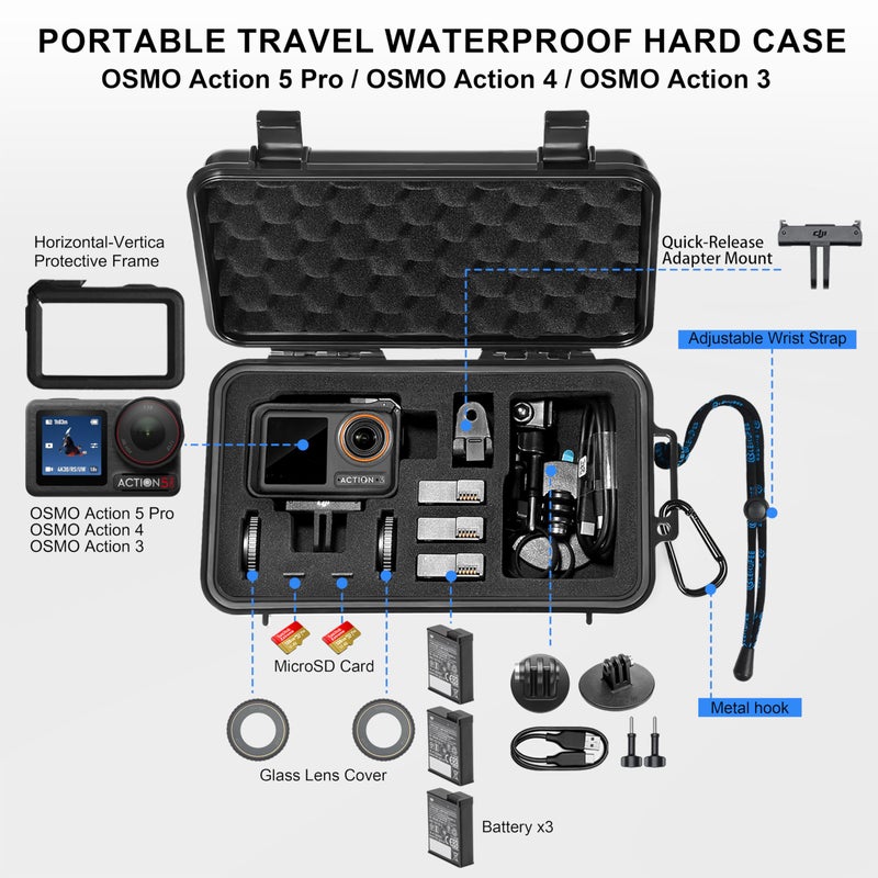 Lekufee Travel Waterproof Hard Case for DJI Osmo Action 5 Pro/4/3 Camera & Accessories(Bag&Case Only) - Image 2