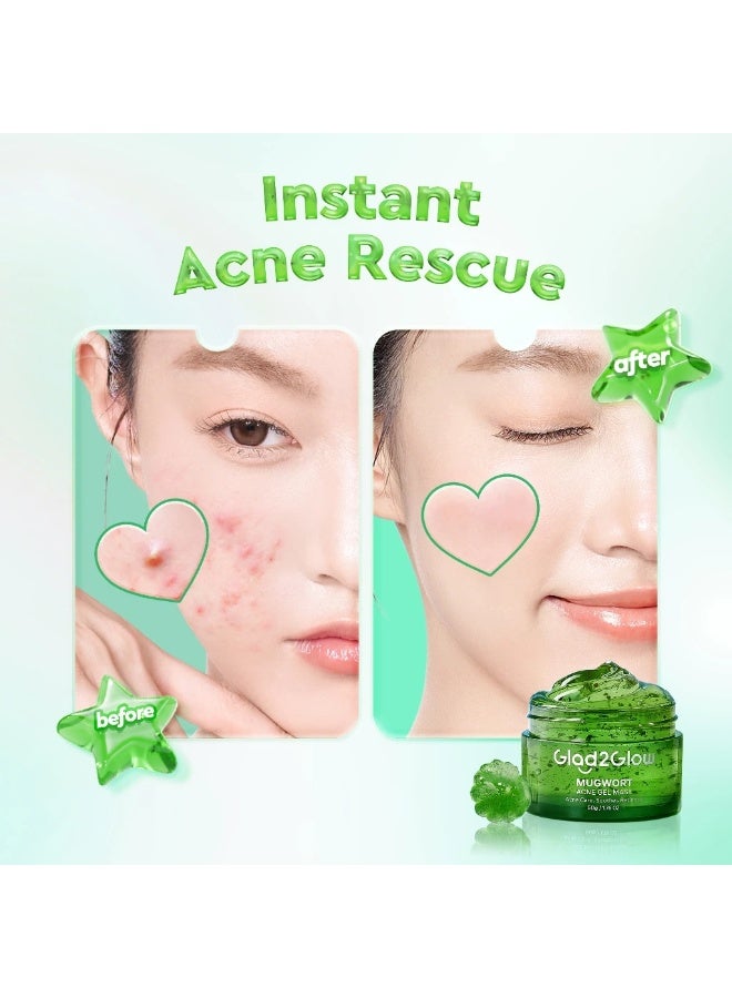 Glad2Glow Mugwort Acne Gel Mask 50g + Acne Drying Lotion 10ml - Soothing Redness, Oil Control, Sleeping Face Mask - Image 5