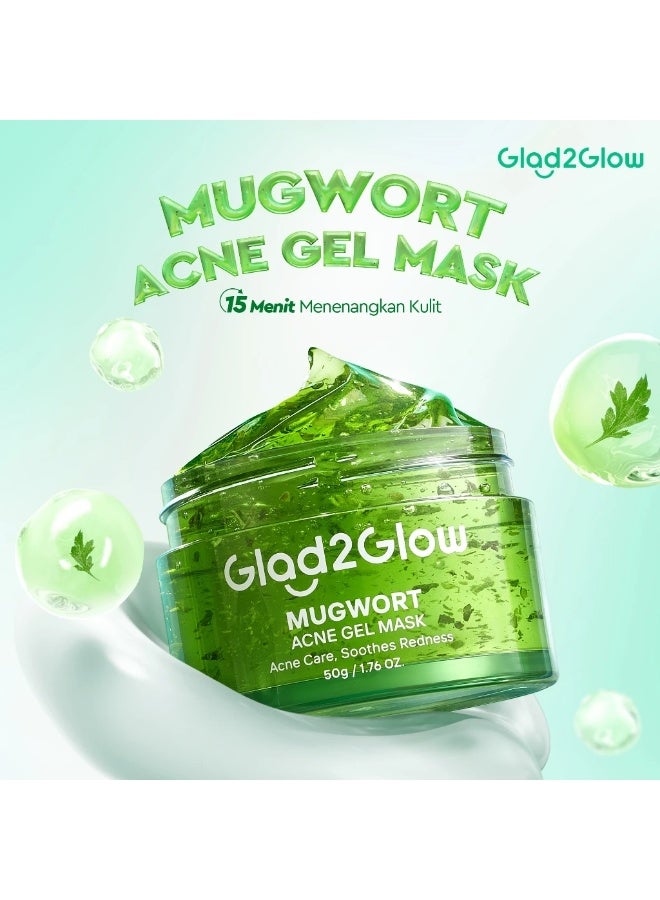 Glad2Glow Mugwort Acne Gel Mask 50g + Acne Drying Lotion 10ml - Soothing Redness, Oil Control, Sleeping Face Mask - Image 2