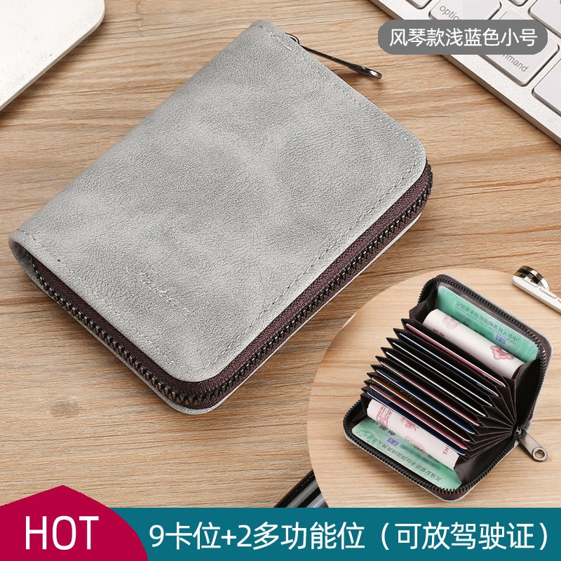 Luxury Leather Unisex Card Holder Slim Multi-Slot WalletLight Gray [Flap 9]] Light Gray [Flap 9]] 