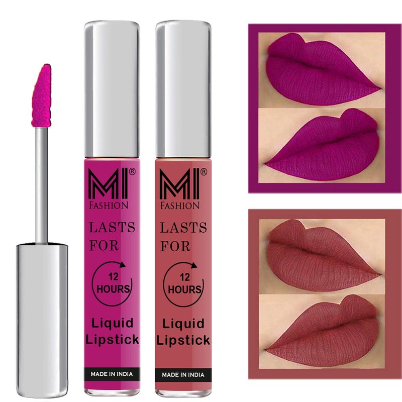 MI FASHION Pure 100 Matte Liquid Lipstick Non Sticky Highly Pigmented Pink Nude Suitable For Professional Use 35ml Combos 2 - Image 1