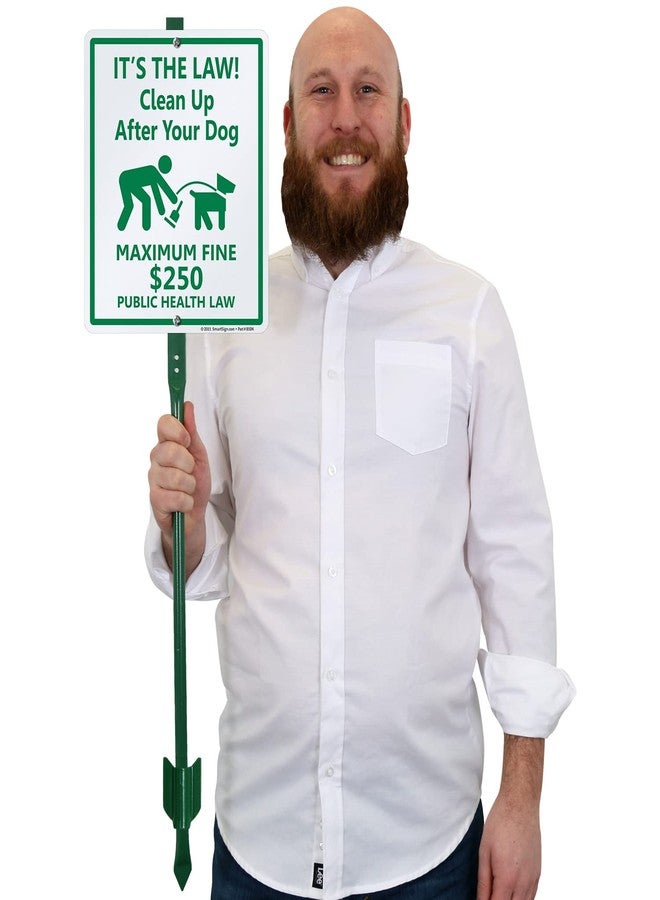 SmartSign "It’s The Law! Clean Up After Your Dog - Maximum Fine $250" LawnBoss® Sign | 10" x 12" Aluminum Sign With 3' Stake - Image 4