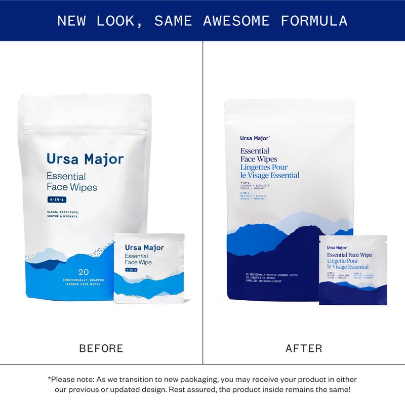 Ursa Major Essential Face Wipes | Natural, Biodegradable, Cruelty-Free | Cleanse, Exfoliate, Soothe and Hydrate | Individually Wrapped | 20 Count - Image 2