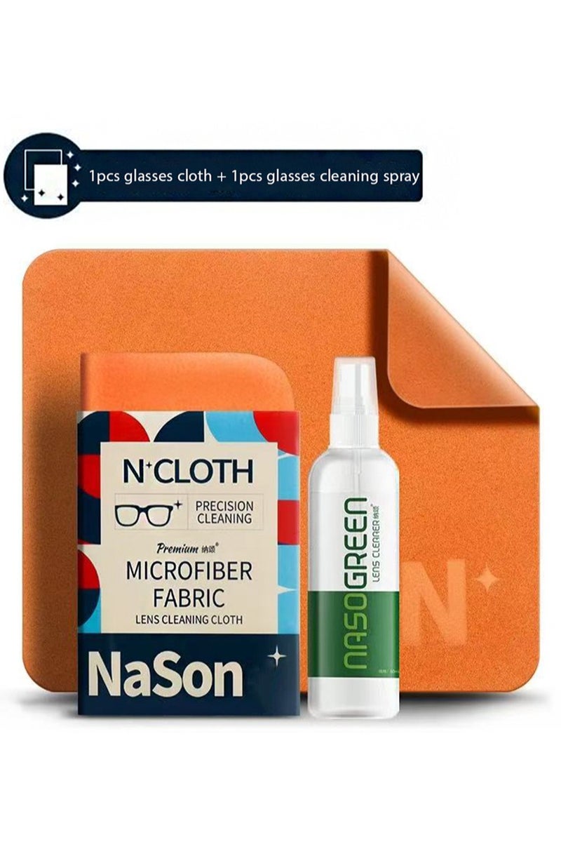 NaSon Eyeglass Lens Cleaning Kit，60ml Travel Size Lens Cleaning Spray Bottle + 1 Microfiber Cleaning Cloth，Suitable for Glasses And Electronics（Orange） - Image 1