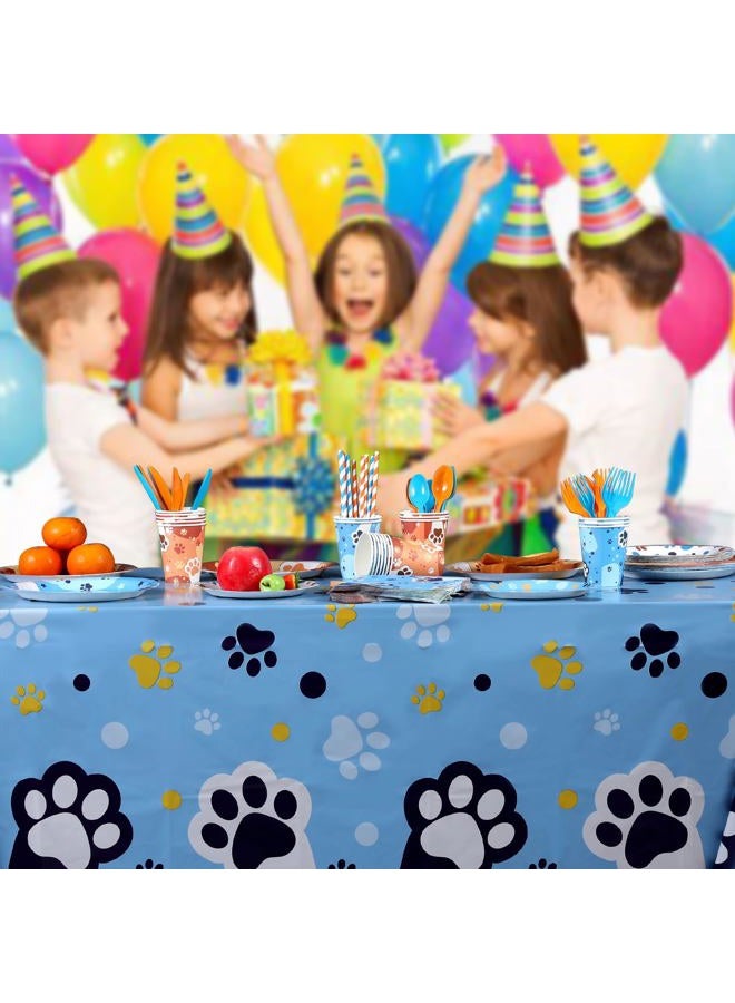 zapbampow Cute Blue Paw Birthday Party Supplies Serves 20 Guests, 161CT Blue&Orange Dog Paw Print Party Dinnerware Dcorations, Pretty Puppy Plate, Tablecloth, Napkin, Cup for Birthday, Kids'Party, Baby Shower - Image 3
