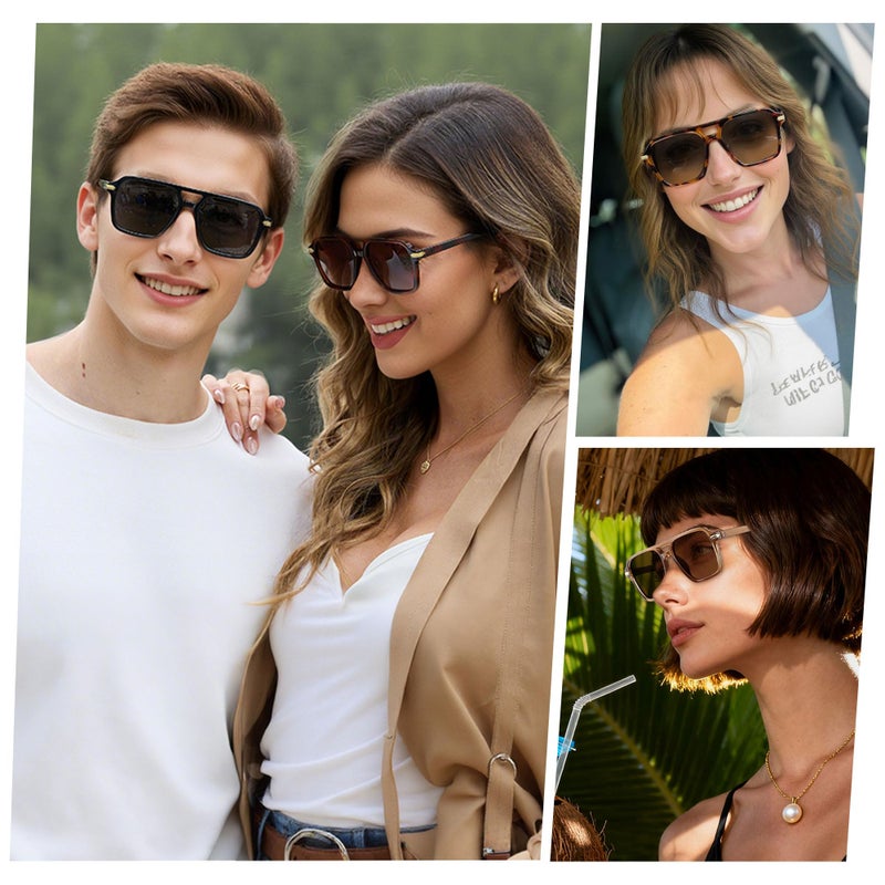 ANDWOOD Polarized Aviator Sunglasses for Women Men Retro 70s 80s 90s Aviators Trendy Square Pilot Vintage Shades Cheetah Print Sun glasses - Image 2