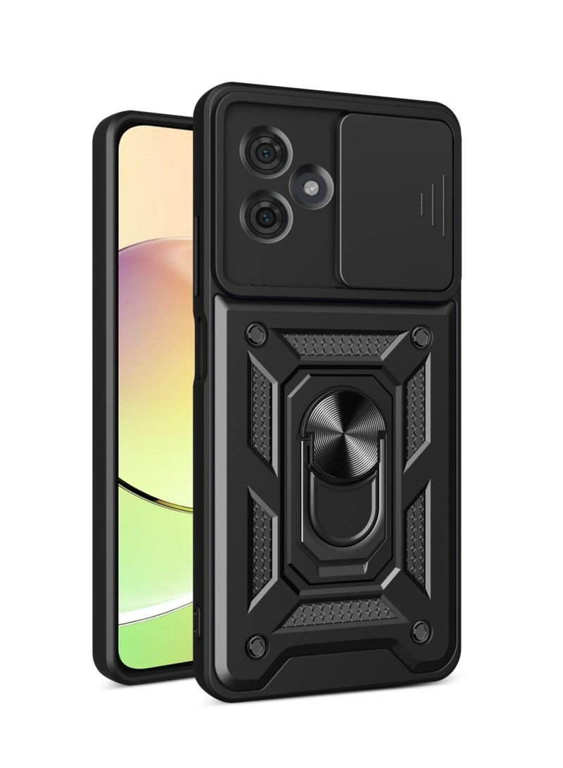 Motorola Moto G54 Mobile Phone Case Cover, Slide Camera Lens Cover + 360°Rotating Kickstand Ring + Bumper Shockproof Phone Case - Image 1