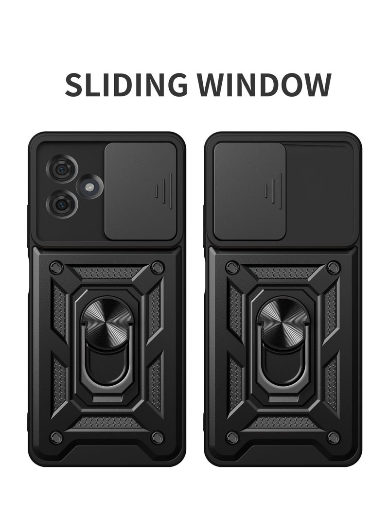 Motorola Moto G54 Mobile Phone Case Cover, Slide Camera Lens Cover + 360°Rotating Kickstand Ring + Bumper Shockproof Phone Case - Image 2
