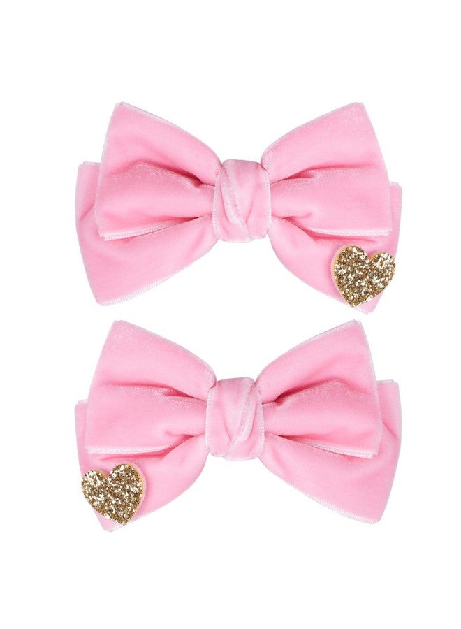 melyde Pink Velvet Hair Bows Cute Christmas Valentine School Hair Clips Handmade New Year Hair Accessories For Kids Girls Infants Toddler Headdress - Image 1