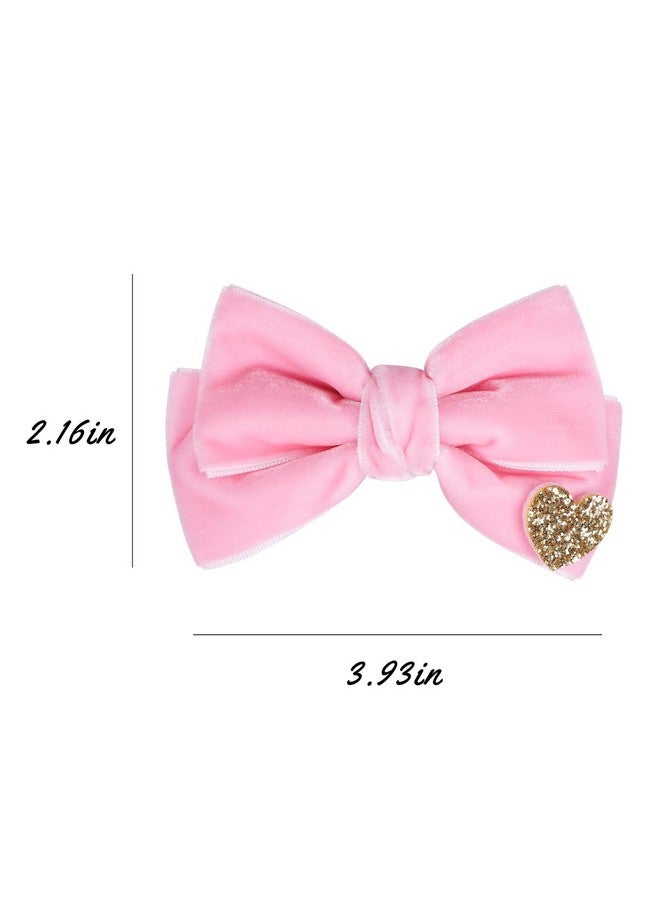 melyde Pink Velvet Hair Bows Cute Christmas Valentine School Hair Clips Handmade New Year Hair Accessories For Kids Girls Infants Toddler Headdress - Image 4