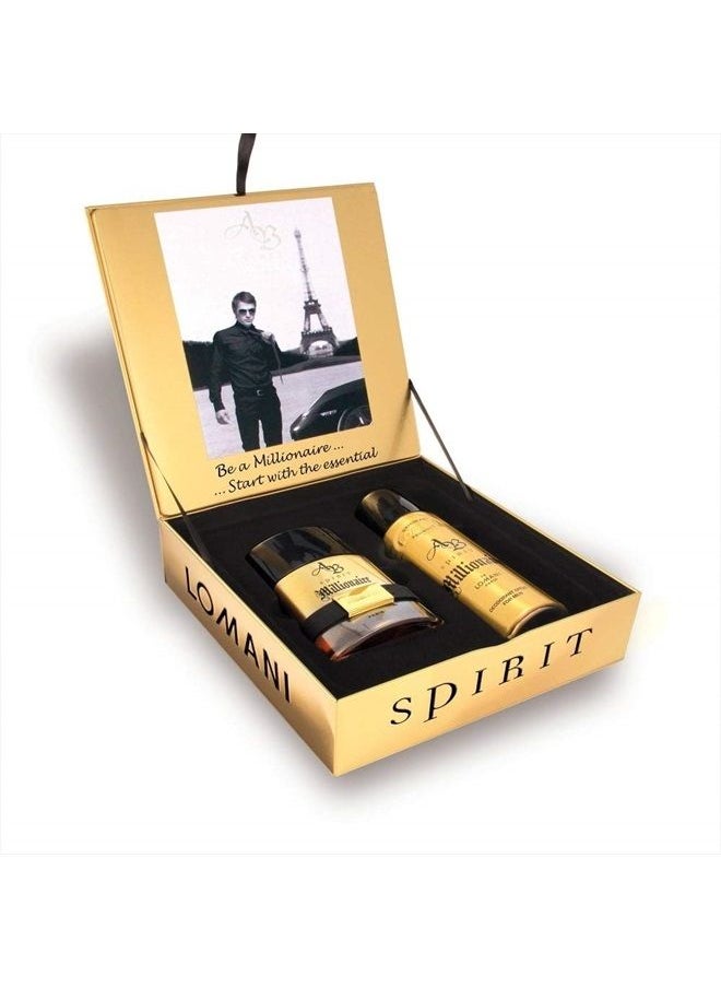 Lomani - AB Spirit Millionaire by Lomani for Men - 2 Pc Gift Set 3.4oz EDT Spray, 6.8oz Deodorant Spray - Image 1