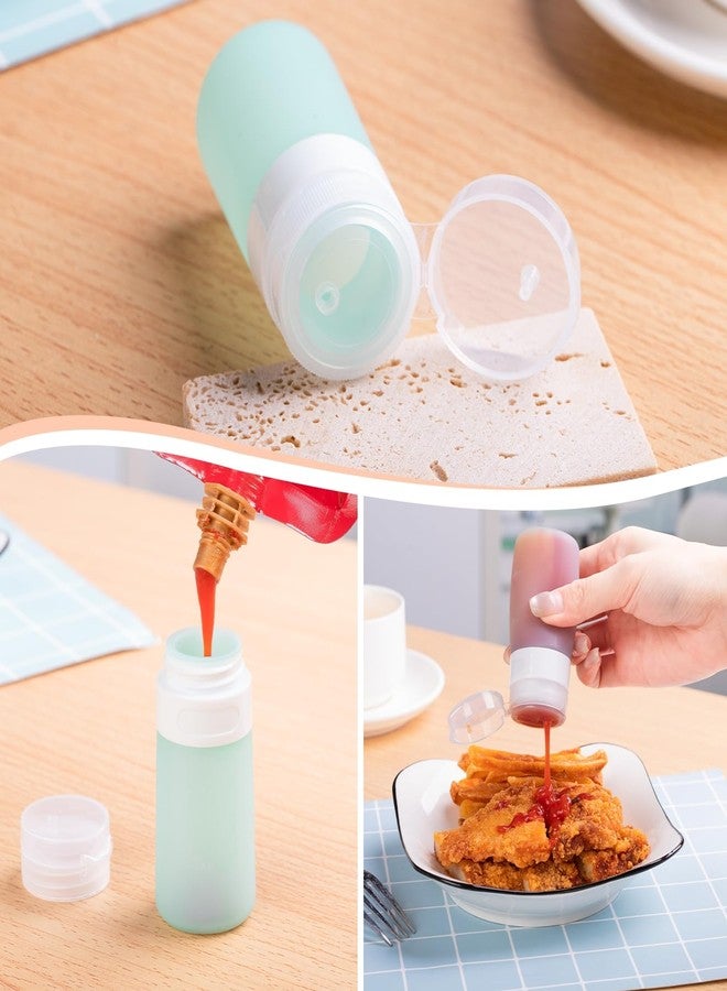 MICEBAY 8-Pack Salad Dressing Container To Go, 2-oz Silicone Small Condiment Squeeze Bottles and 1.6 oz Stainless Steel Sauce Containers Cups, Leakproof Condiment Containers with Lids for Lunch Box - Image 5