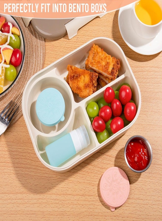 MICEBAY 8-Pack Salad Dressing Container To Go, 2-oz Silicone Small Condiment Squeeze Bottles and 1.6 oz Stainless Steel Sauce Containers Cups, Leakproof Condiment Containers with Lids for Lunch Box - Image 4