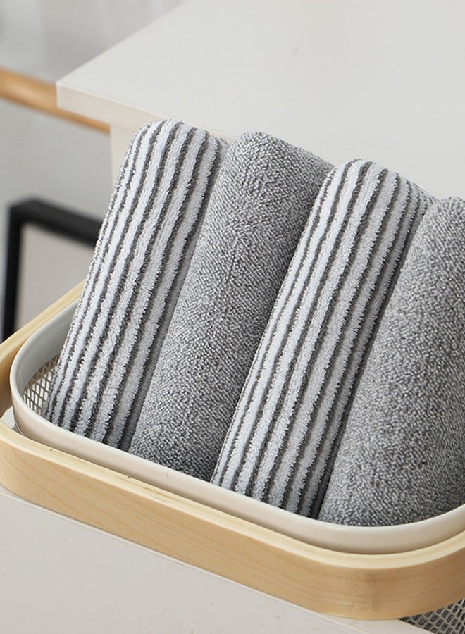 SUCITY Antibacterial Coral Velvet Bamboo Charcoal Fiber Towel-Two-Piece Combination Set Striped Bath Towel-Absorbent Thickened Face Towel - Image 1