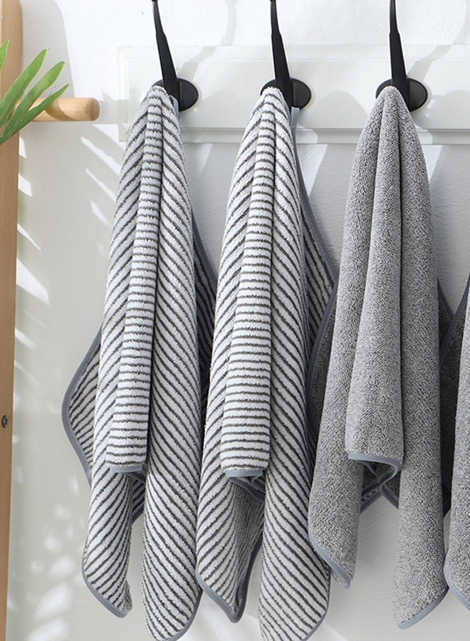 SUCITY Antibacterial Coral Velvet Bamboo Charcoal Fiber Towel-Two-Piece Combination Set Striped Bath Towel-Absorbent Thickened Face Towel - Image 4