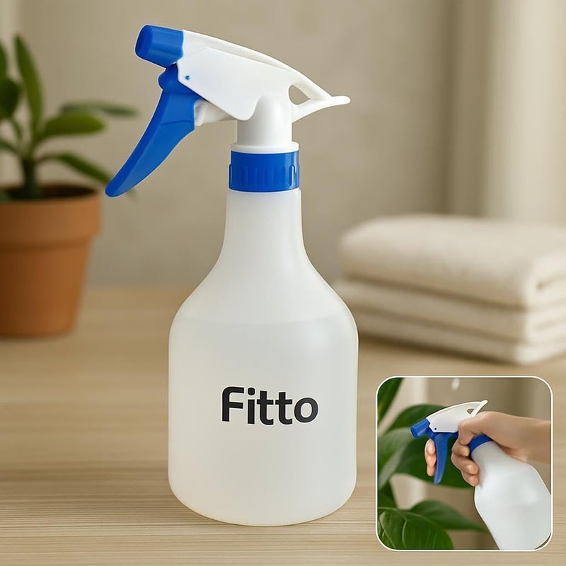 FITTO زجاجة رذاذ بلاستيكية بيضاء من فيتو مع فوهة زرقاء، 500 مل - Image 2