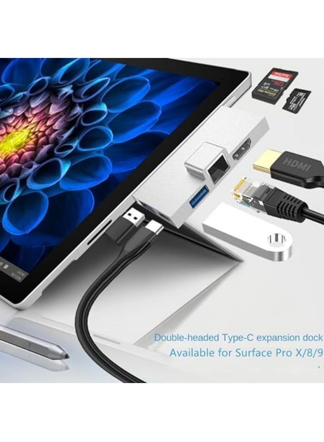 Surface Pro 9/8/X Docking Station, 7-in-1 USB-C Hub with 4K HDMI, 1000M Ethernet LAN, SD/TF Card Reader, 2 USB 3.0 USB C(Data) - Specifically Designed Expansion Hub for Surface Pro 9 8 X - Image 3