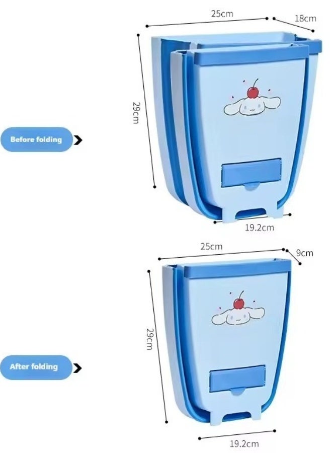Foldable hanging kitchen trash can – High-quality ABS and silicone waste bin, easy to use, space-saving, multi-purpose for kitchen, bathroom, garage, or any household space - Blue - Image 4