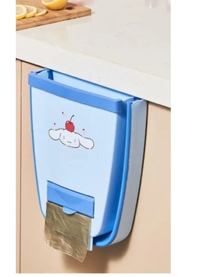 Foldable hanging kitchen trash can – High-quality ABS and silicone waste bin, easy to use, space-saving, multi-purpose for kitchen, bathroom, garage, or any household space - Blue - Image 3