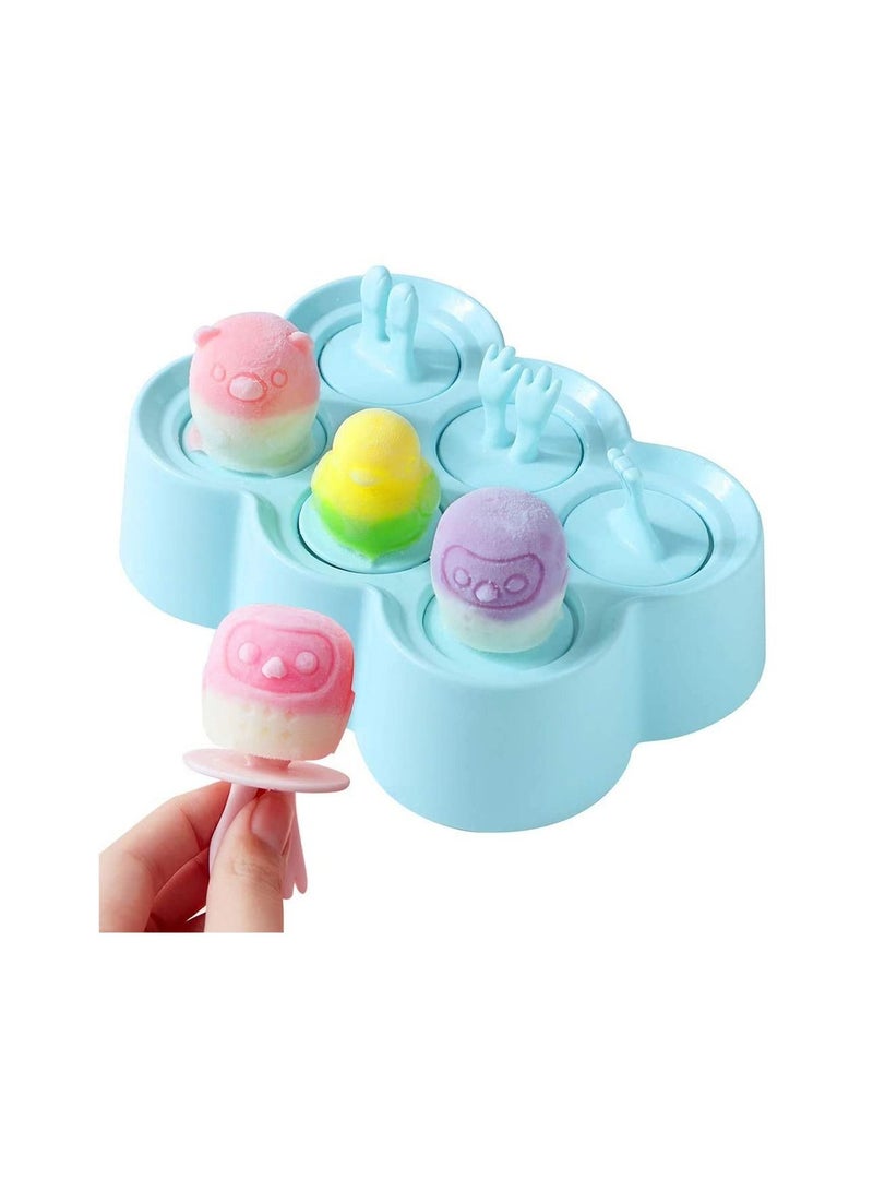 Popsicle Maker Kids Cartoon Ice Cream Maker 6 Piece Food Grade Silicone Mold with Sticks Easy Release and Clean  - Image 3