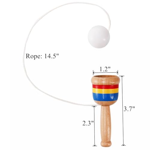 Cididu 12 Pcs Wooden Catch Ball Game Mini Wood Ball Catching with String Cup Vintage Catch Toys for Kids Novelty Fun Party Games for Lawn Camping Beach Hand Eye Coordination Educational Game - Image 5