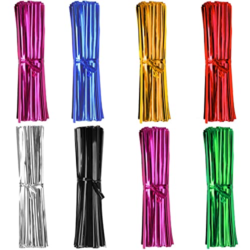 Oligei 3200 Pcs Metallic Twist Ties - 4" Plastic Ties for Bags & Bread - Reusable, 8 Colors - Image 1