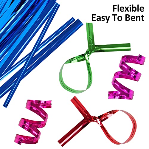 Oligei 3200 Pcs Metallic Twist Ties - 4" Plastic Ties for Bags & Bread - Reusable, 8 Colors - Image 4