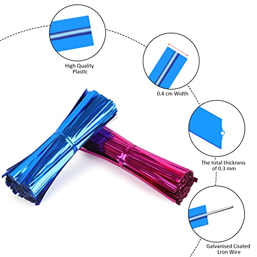 Oligei 3200 Pcs Metallic Twist Ties - 4" Plastic Ties for Bags & Bread - Reusable, 8 Colors - Image 2
